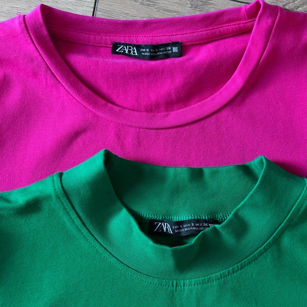 ZARA Women’s cropped Tops - Pink & Green (2-Pack)